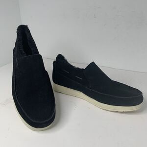 Sperry Mens Size 11.5 Moc  Sider Black Suede Microfleece Lined Slip On Shoes New